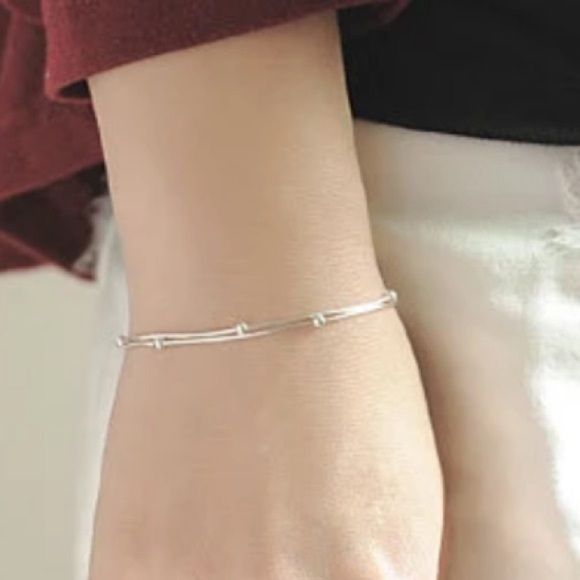 New Sterling Silver Double Strand Chain Bracelet - Picture 5 of 8